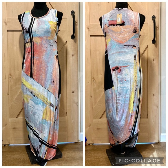 RACHEL Rachel Roy Dresses & Skirts - Rachel Roy Abstract Print Maxi Dress - Black and Multicolor Lined Size Medium